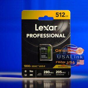 Lexar 512GB Professional 1800x UHS-II SDXC Memory Card (GOLD Series)